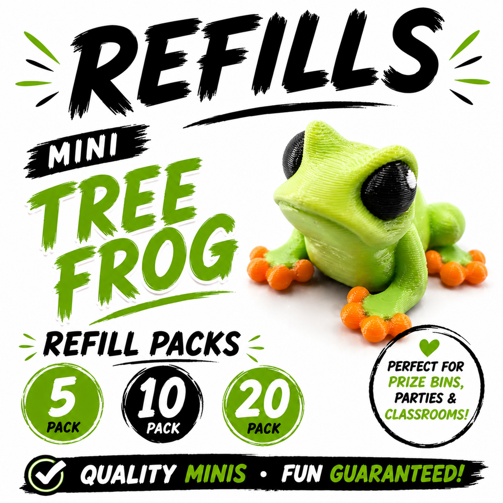 Mini Tree Frog Refill Pack – 3D Printed Prize Bin Toys – Choose 5, 10 or 20 – Classroom Rewards, Party Favors, Treasure Box Fillers