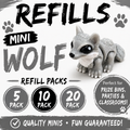 Mini Wolf Refill Pack – 3D Printed Prize Bin Toys – Choose 5, 10 or 20 – Classroom Rewards, Party Favors, Treasure Box Fillers
