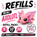 Mini Axolotl Refill Pack – 3D Printed Prize Bin Toys – Choose 5, 10 or 20 – Classroom Rewards, Party Favors, Treasure Box Fillers