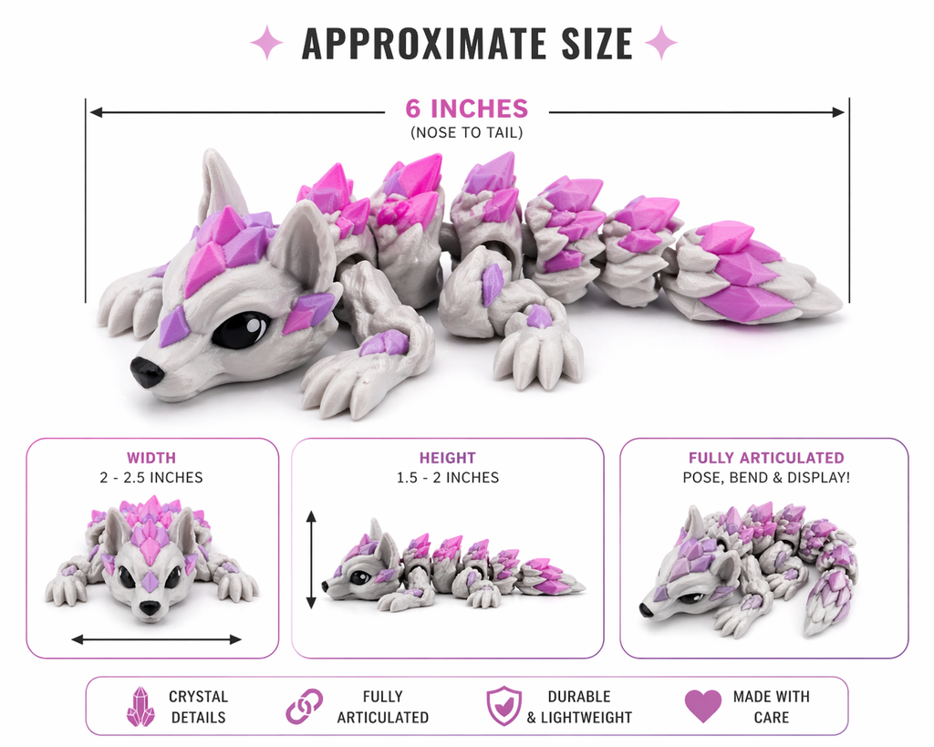 Flexi Crystal Wolf – Articulated 3D Printed Wolf