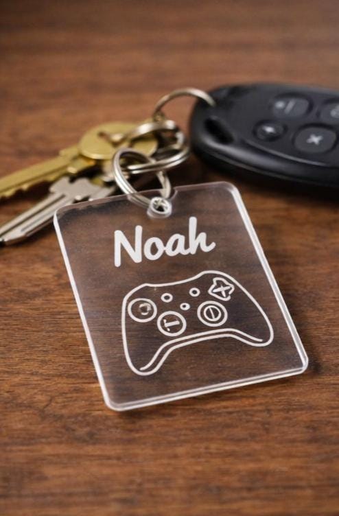 Personalized Name Backpack Tag, Acrylic Keychain, Laser Engraved Name Tag, Custom Kids Bag Tag, Gamer Gift