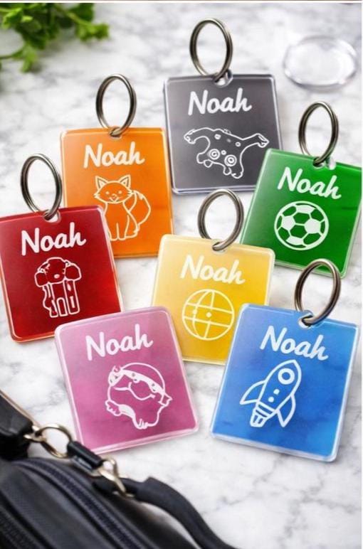 Personalized Name Backpack Tag, Acrylic Keychain, Laser Engraved Name Tag, Custom Kids Bag Tag, Gamer Gift