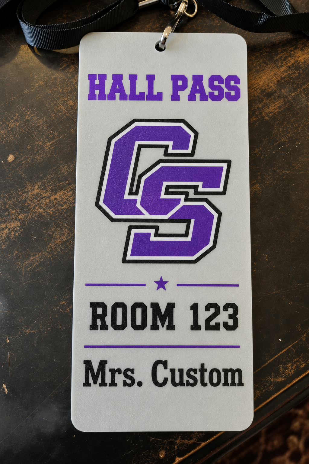 Custom Hall Pass | Personalized Teacher Pass with Lanyard | School Hall Pass | Classroom Pass | Custom School Logo | Full Color Printed