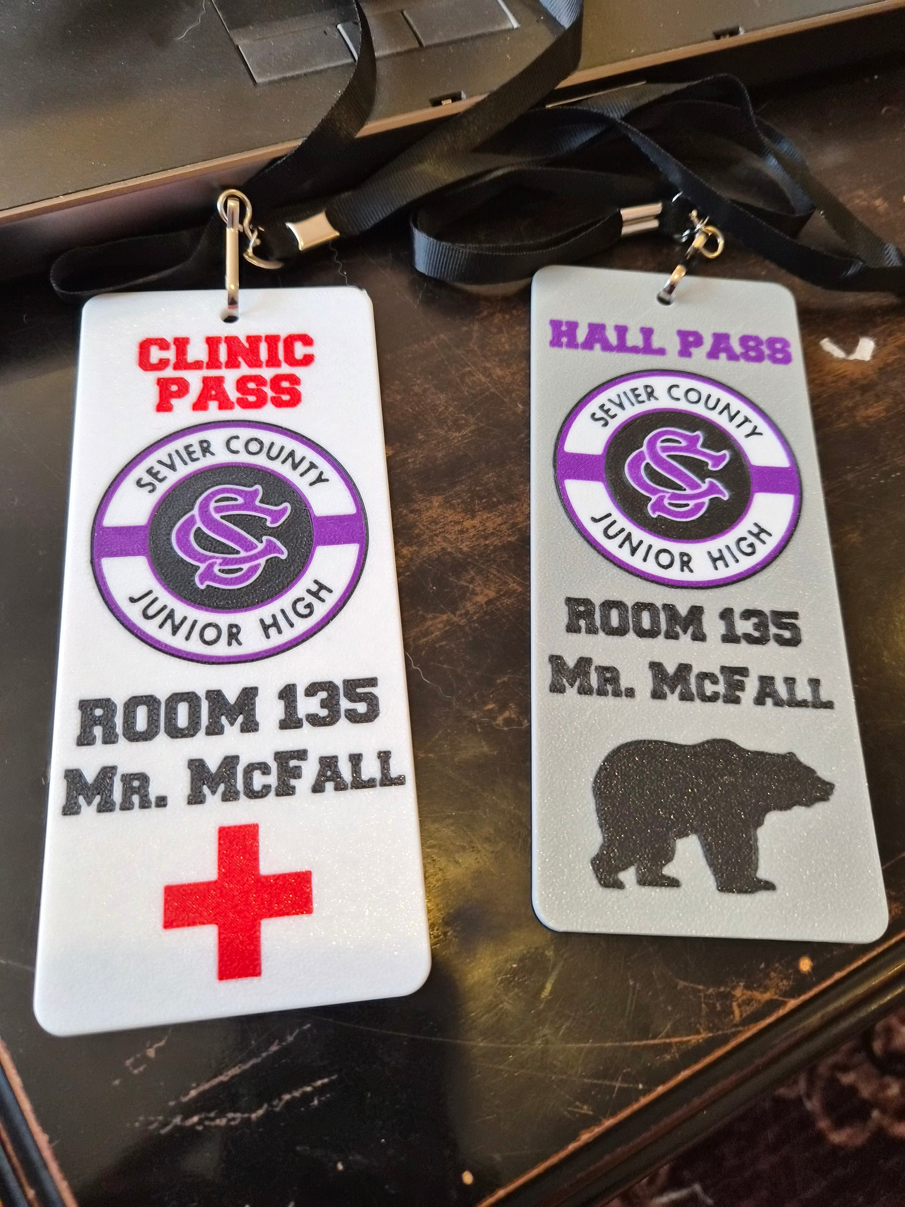 Custom Hall Pass | Personalized Teacher Pass with Lanyard | School Hall Pass | Classroom Pass | Custom School Logo | Full Color Printed