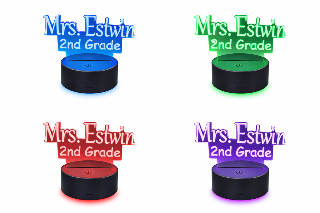 Personalized Teacher Name Light – Custom LED Desk Sign – Teacher Gift with Grade