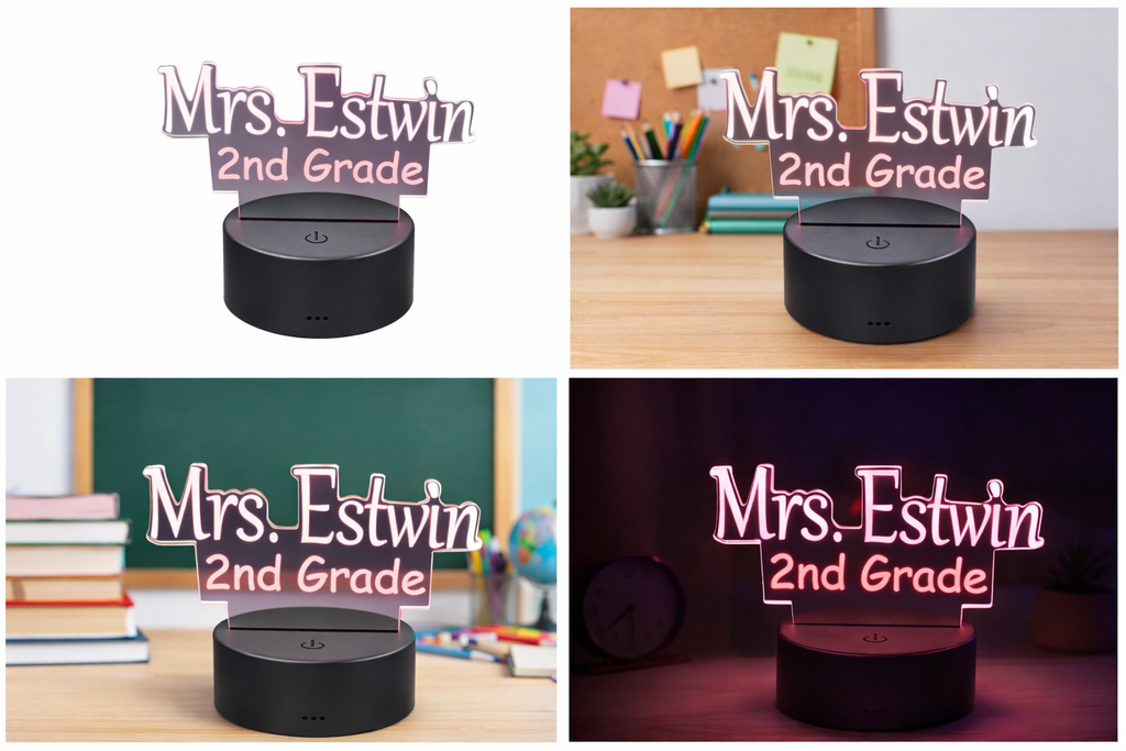 Personalized Teacher Name Light – Custom LED Desk Sign – Teacher Gift with Grade